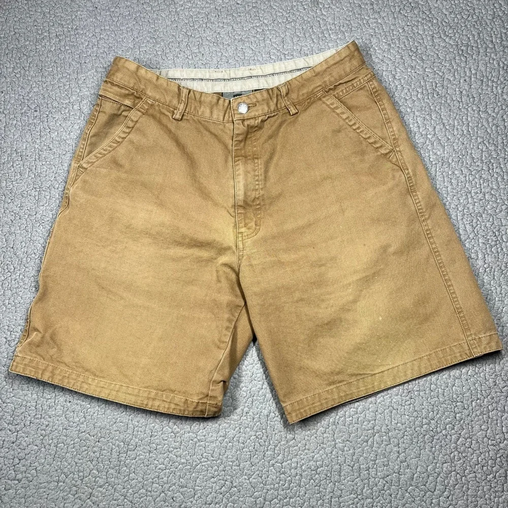 REI Mens 34 Brown Canvas Utility Shorts Organic Cotton Cargo Hiking 6350